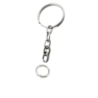 Argola pra chaveiro 22x25 mm com corrente e elo redondo de 8mm x 10mm 500 peças níquel/prata