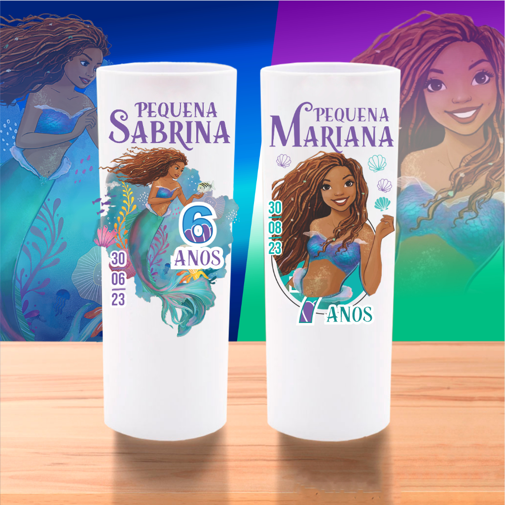 50 Copos long Drink Personalizados Lembrancinha Aniversário PEQUENA SEREIA  LIVE ACTION Pequena Sereia ARIEL PRETA FILME 2023 DISNEY Kit Festa PRINCESA  Infantil Festa de Aniversário LITTLE MERMAID PRINCESS TEMA Pequena Sereia  negra