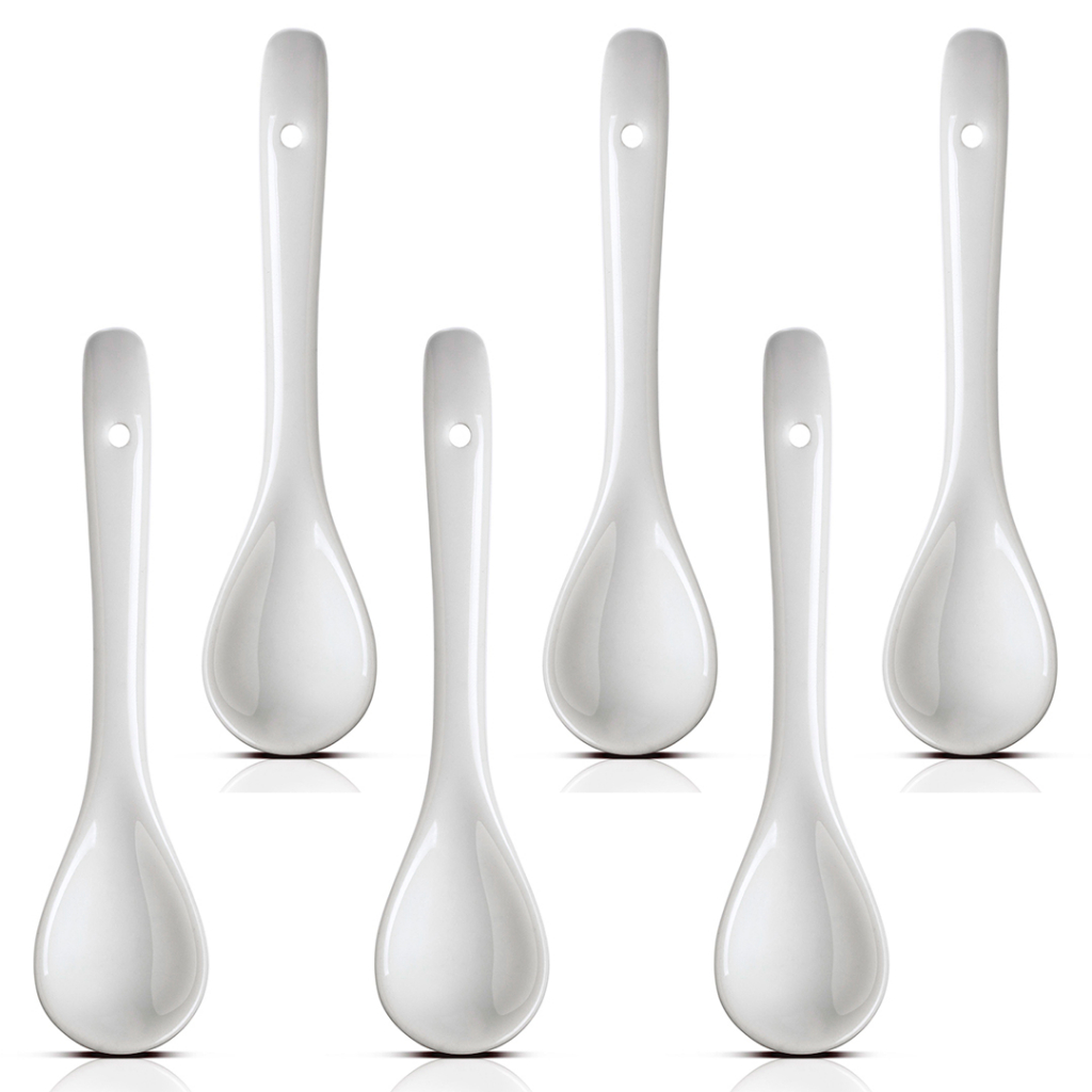 Kit 6 Colherzinha Branca Finger Food Porcelana | Shopee Brasil