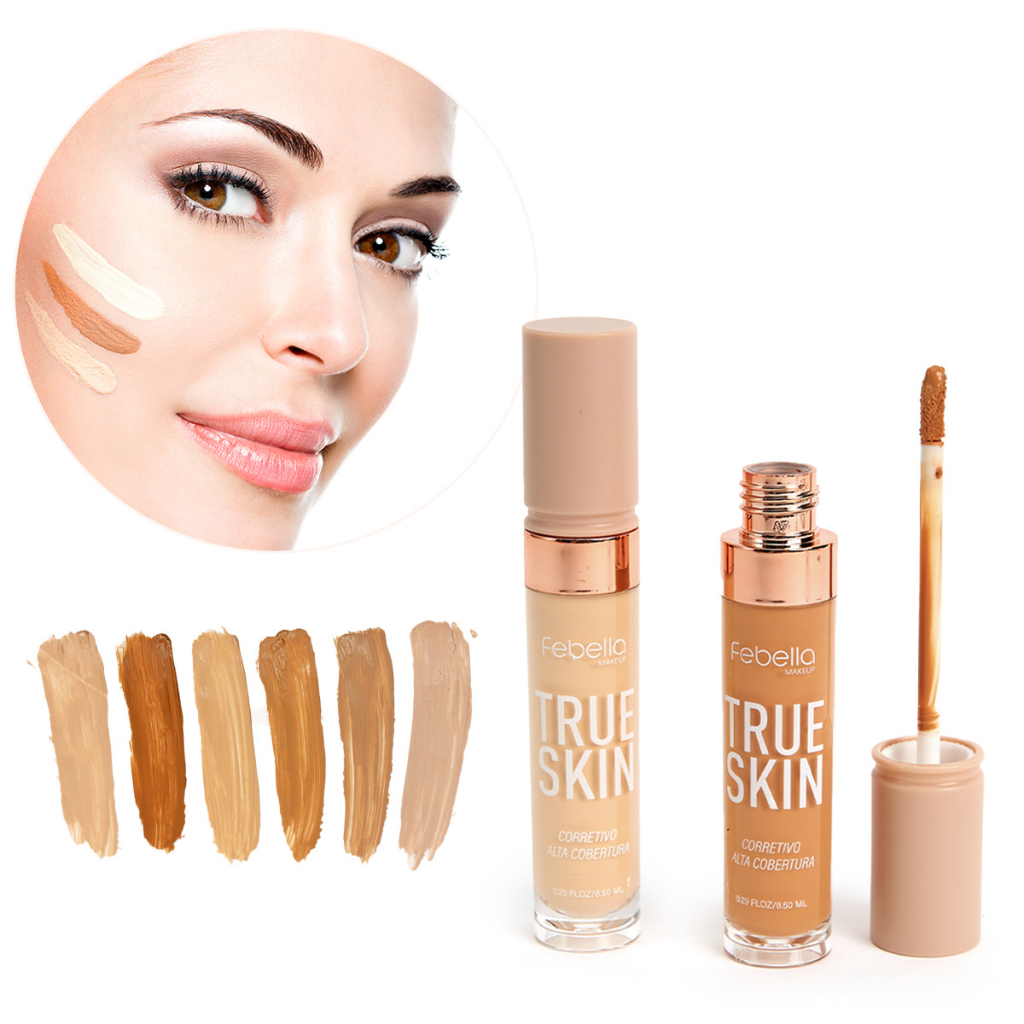 Corretivo Natural de Alta Cobertura True Skin Maquiagem Febella CL5095 ...