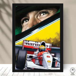 QUADRO PLACA AYRTON SENNA FÓRMULA 1 BRASIL C/ MOLDURA E VIDRO - TAMANHO A4 E A3
