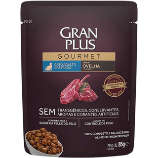 Ração Úmida Granplus Sache Gato Gourmet Castrado Ovelha 85g