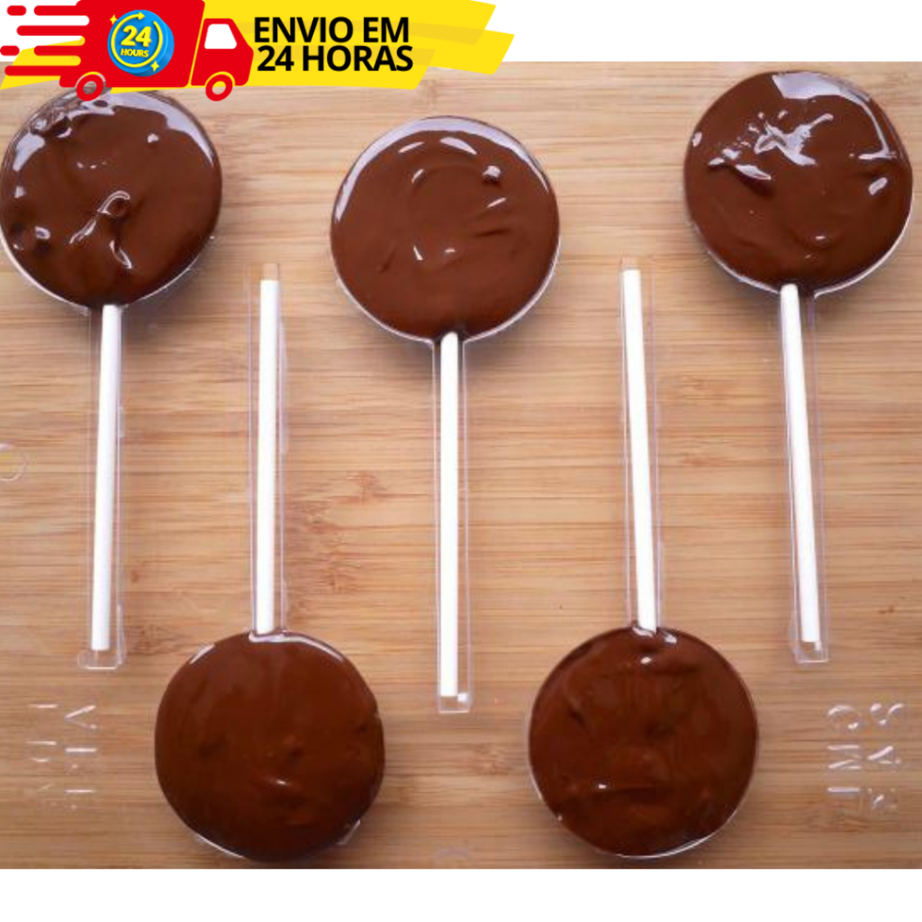 Forma Para Pirulito De Chocolate Liso E Com Borda Desenhada Acetato BWB ...