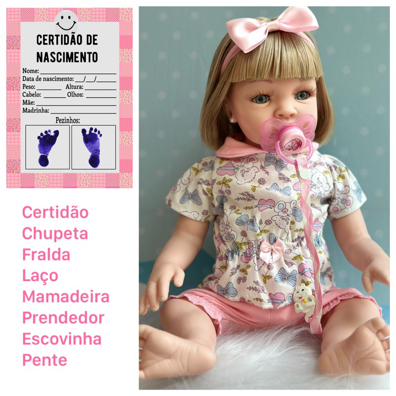 Bebê Reborn Boneca Menina Realista Brinquedo Banho Silicone