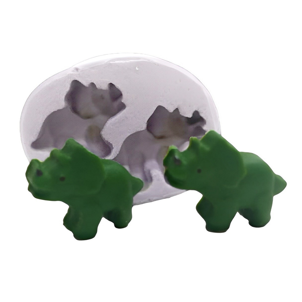 Forma Molde De Silicone Formato De Mini Dinossauro Com 2 Cavidades