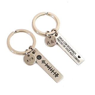 Kit 2 Chaveiros Personalizados pai mensagem gravação nome letra data código spotify simbolos aço inox nao escurece unidade