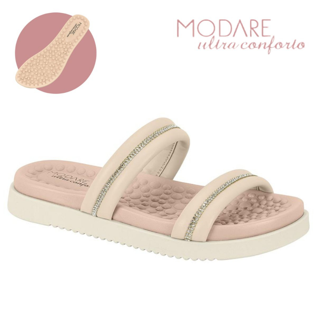 Sandalia Modare Original Papete Strass Rasteira Slide Lancamento ...