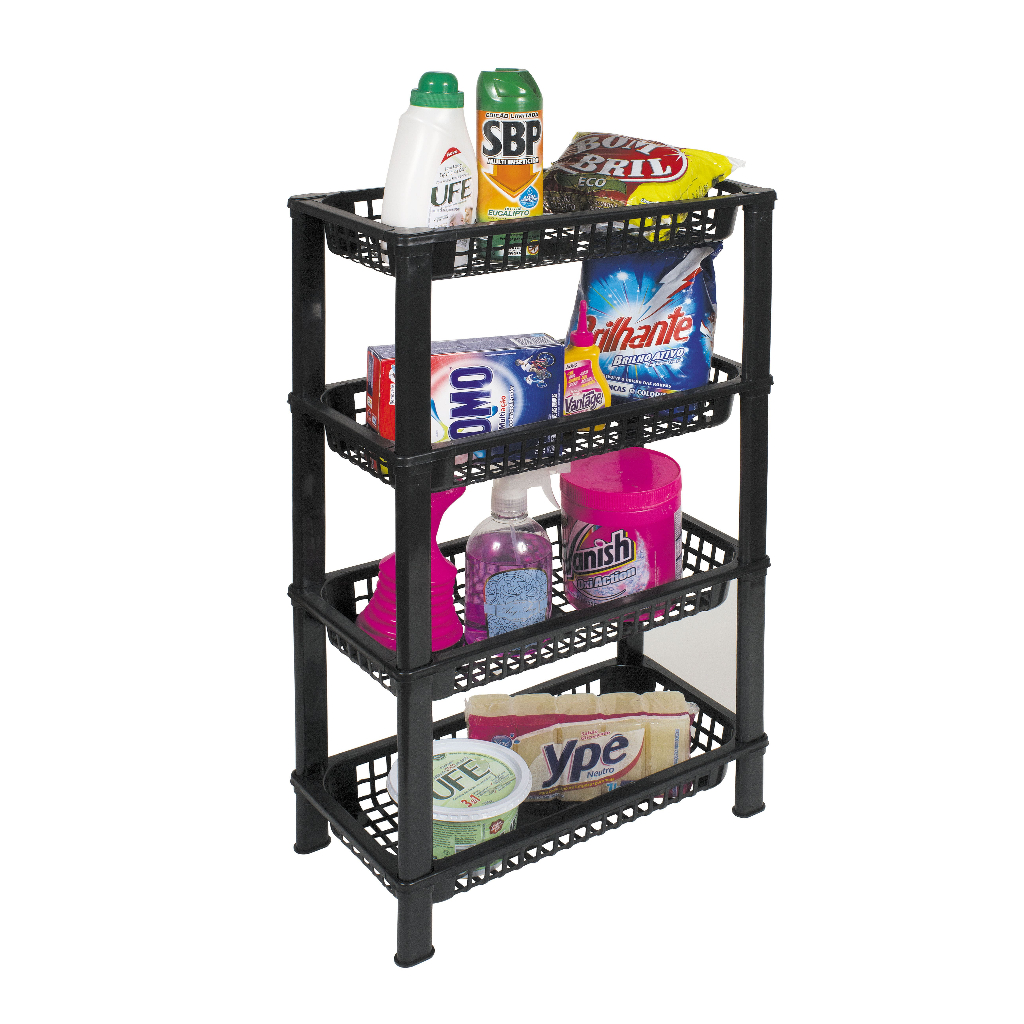 Fruteira De Chao Cesta Organizadora Com 4 Prateleiras Empilhavel Cozinha Quarto Banheiro