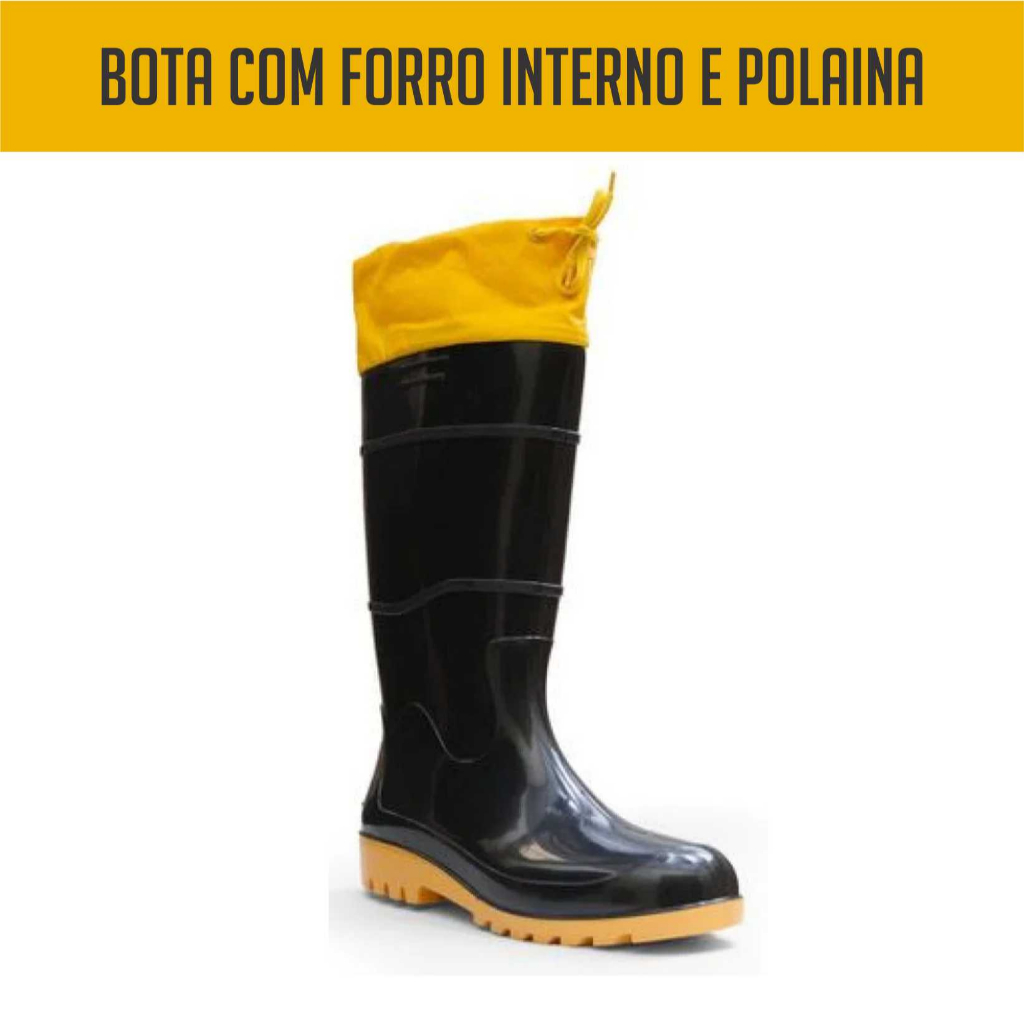 Bota de Borracha com Polaina Forrada Impermeável Masculina Feminina Cano Longo Jardim Trabalho EPI