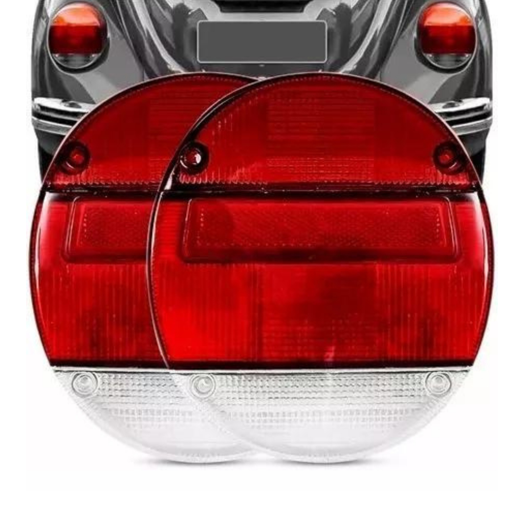 Par Lente Lanterna Traseira Fusca Fafa Itamar Bicolor Vermelha e Cristal