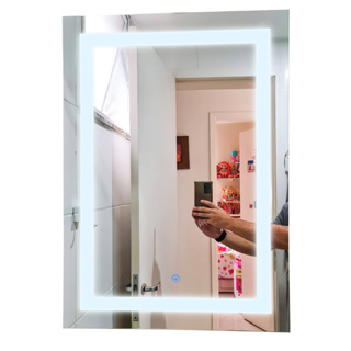 Espelho com Led Quente, Neutro, Frio 50x70 cm Embutido Banheiro, Maquiagem, Barbearia, Salão, Decoração Horizontal, 3000k, 4000k, 6500k