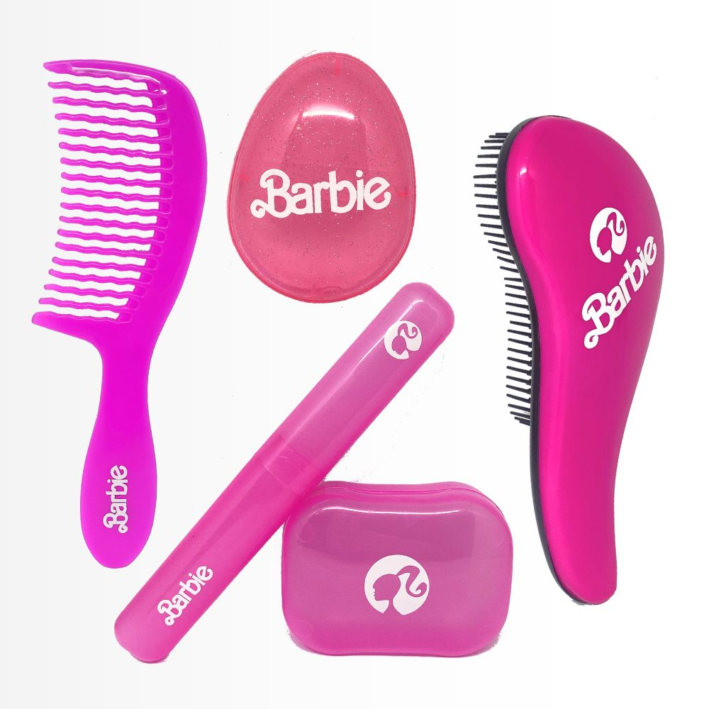 Kit Hair Cabelo Barbie Filme Salão Beleza Acessórios Menina - Rosa