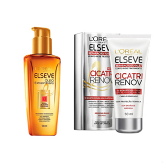 Kit Oleo Extraordinario Elseve 100ml + Leave in Cicatri Renov 50ml Reparação Total (Loreal)