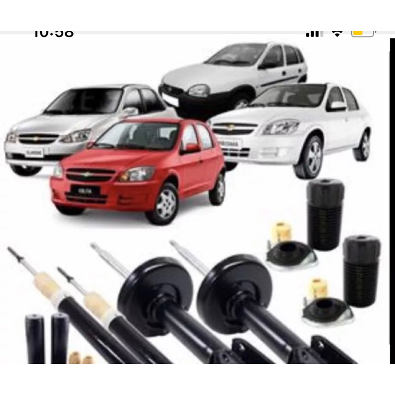 4 AMORTECEDORES TURBO GÁS+ 4 KITS CORSA CELTA CLASSIC PRISMA ATE 2012