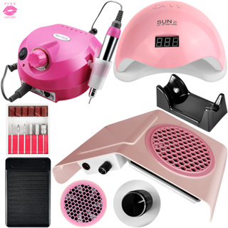 Kit Unha Cabine Sun 5 48w Lixa Lixadeira Motor Porquinho Aspirador Sugador Coletor de Pó Manicure Gel Acrigel Porcelana Profissional