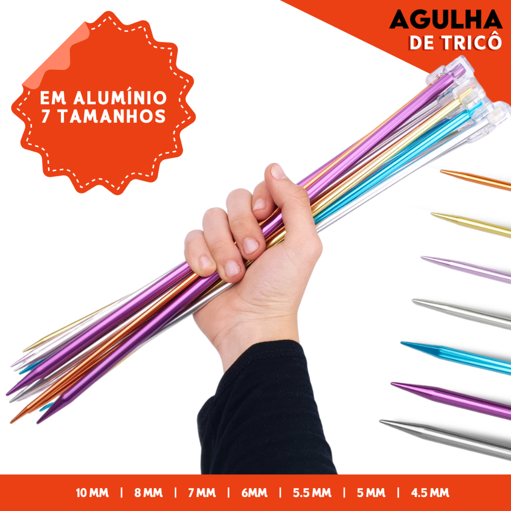 Agulhas De Tricô Alumínio - Vários Tamanhos - 1 Par - Nybc | Shopee Brasil