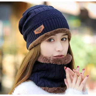 Touca Gorro Forrada Unissex Cachecol Térmica Gola Pescoço
