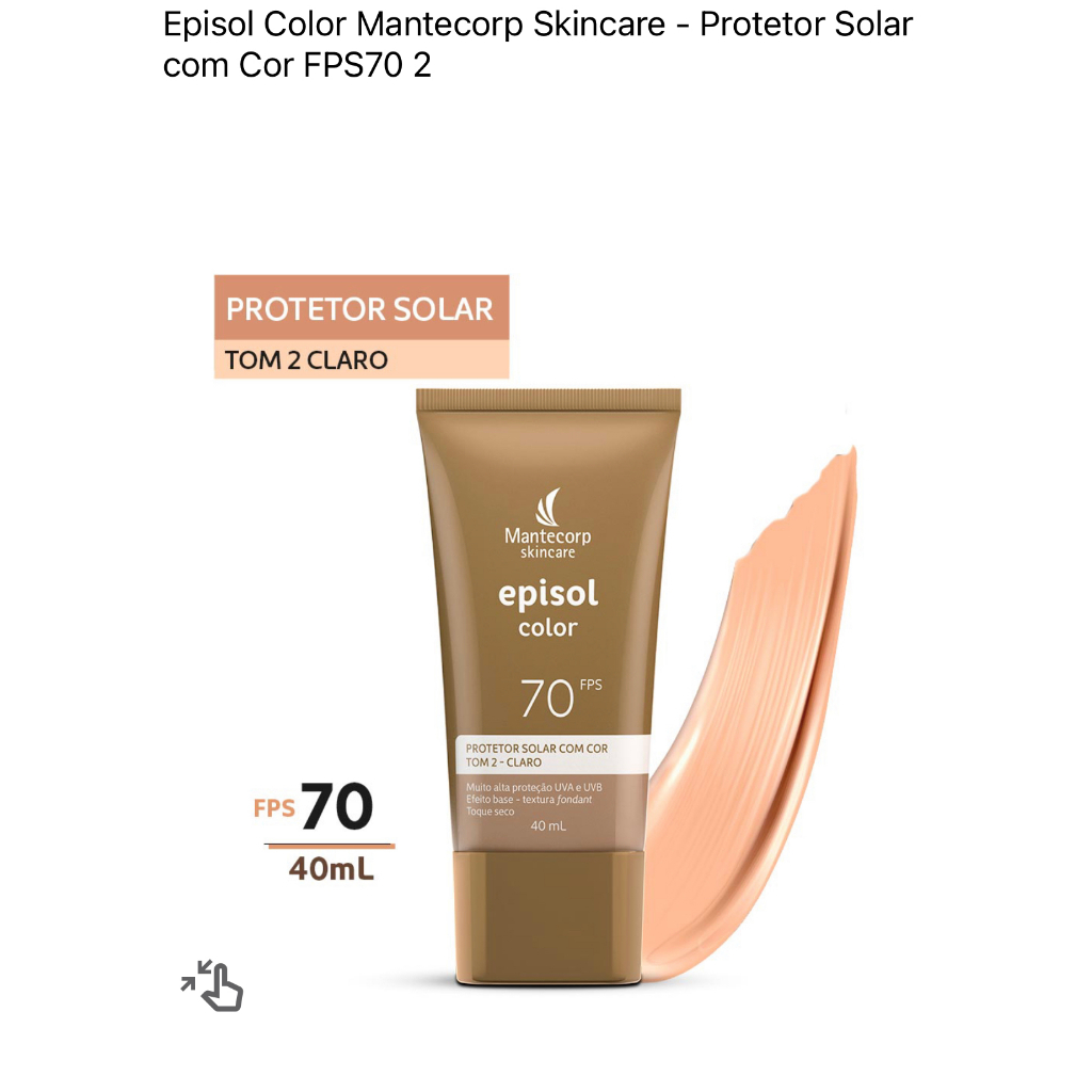 Episol Color Mantecorp Skincare - Protetor Solar com Cor FPS70 - 40 ML ...
