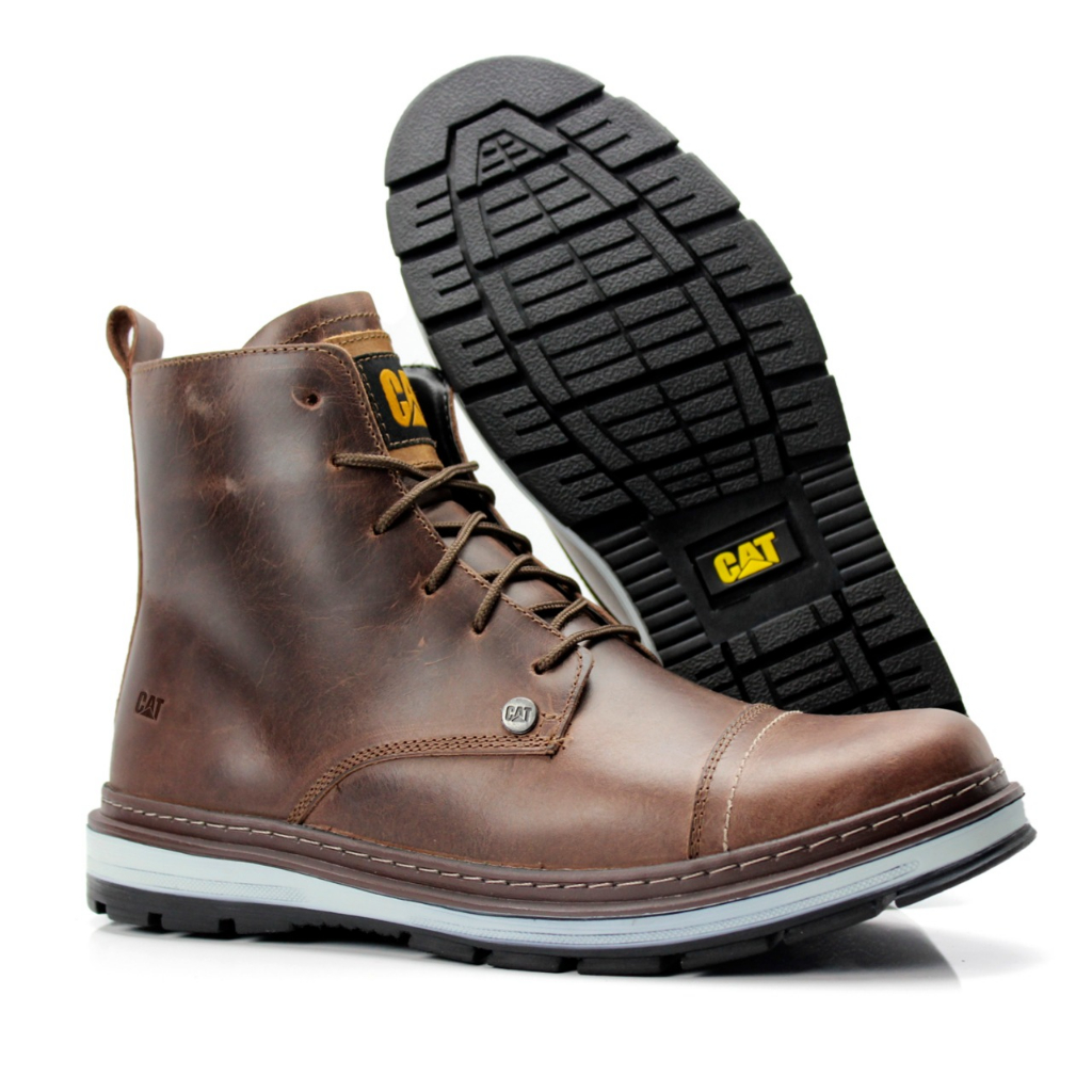 Bota Caterpillar de Couro Coturno Masculino Ref. 2190 Cor Brown - Botas de  Trilha