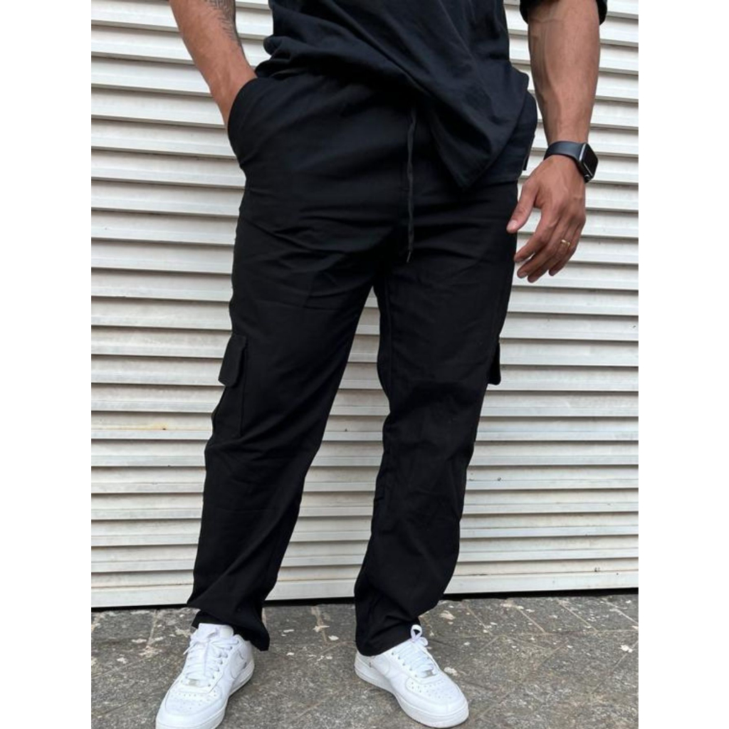 Calça Cargo Masculina Preta Pronta Entrega Estilo Skatista Charlie ...