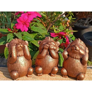 Porco Espinho Enfeite Trio Porco Espinho Sabedoria Castor Rose Gold