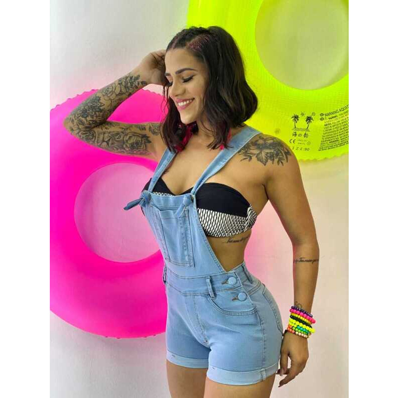 Macaquinho e Jardineira Jeans Feminino