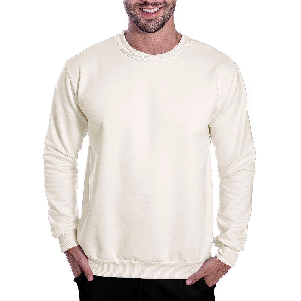 Moletom Masculino Sem Capuz Blusa De Frio Gola Careca Adulto Liso