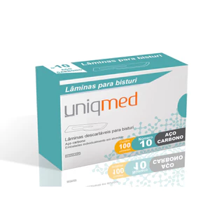 100 Lâminas para Bisturi Uniqmed – Aço Carbono Nº 10