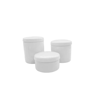 Kit Higiene Bebê Porcelana Branco Gelo Trio de Potes Pequeno Médio Grande