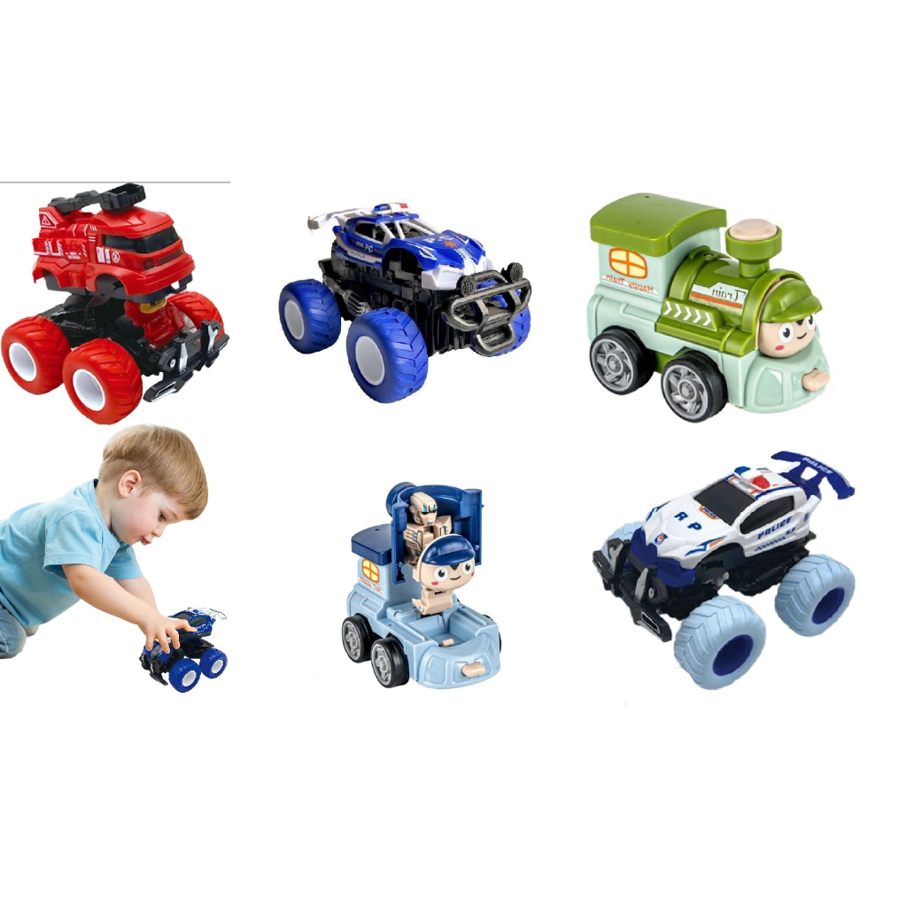 Carrinho A Fricção Bigfoot 4x4 Policia Bombeiro Trenzinho Carro Caminhão Trem Bate E Levanta