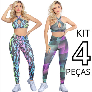 Kit 2 Conjuntos De Academia Calça E Top Fitness Feminino