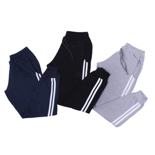 Kit 3 Calça Básica Moletom Esportiva Para Treino Academia Corrida Esportes Confortável com listras