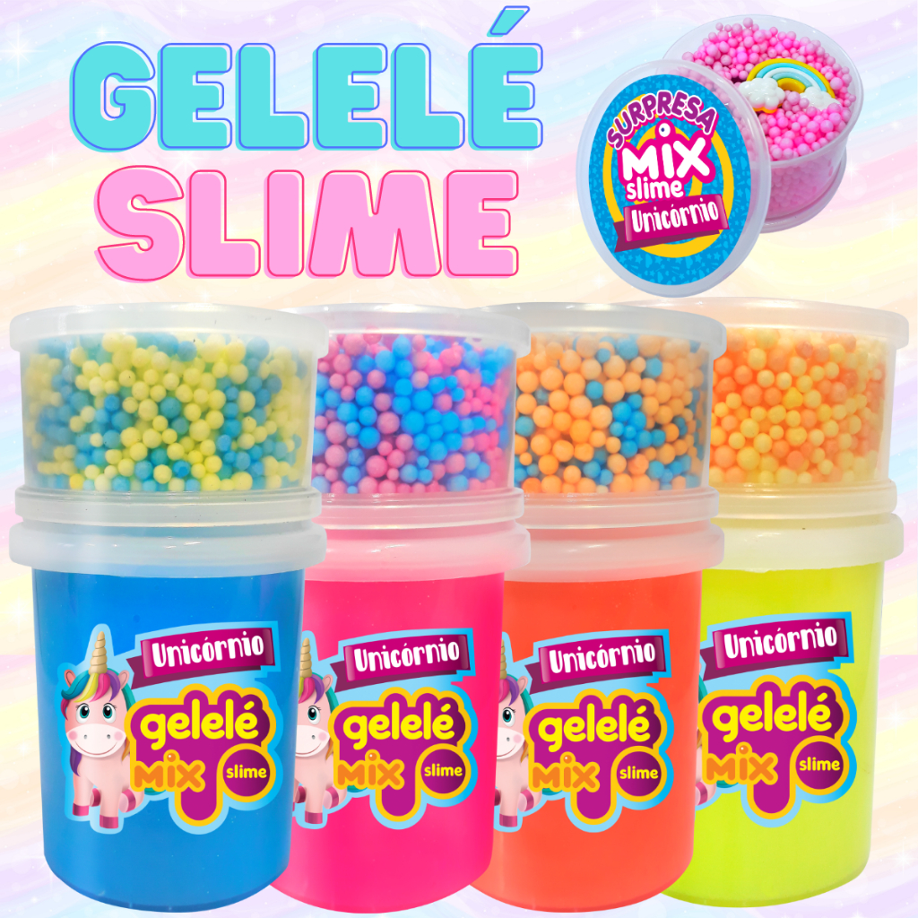 Slime Unicornio Mix Gelele com Surpresa Cores Brinquedo Diversão em ...