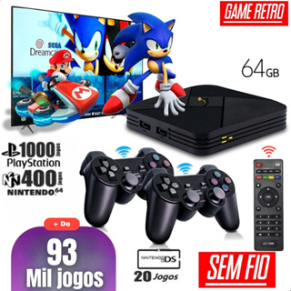 Vídeo Game Retro 93.000 Mil Jogos + 2 Controles sem fio 64GB