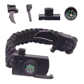 Pulseira Paracord Bracelete Militar tático 6 em 1 Sobrevivência Pederneira bussola apito canivete