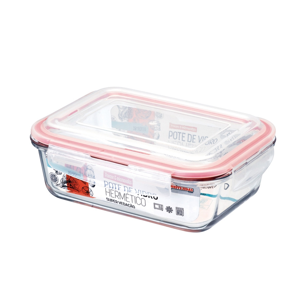 Pote de Vidro Hermético para Marmita Tampa de Silicone 1040ml Grande Cozinha
