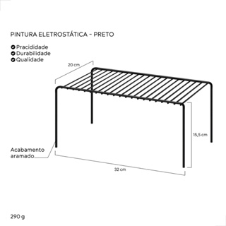 Organizador Armário De Cozinha Prateleira Aramado Cesto 6un - Preto