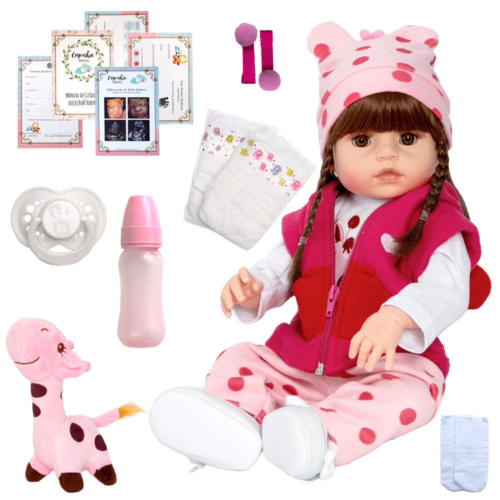 Bebe Boneca Reborn Realista Girafinha Menina de Silicone 48c | Shopee Brasil