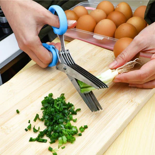 Tesoura Mullticorte com 5 Lâminas de Aço Inox Para Cortar e Picar Hortaliças Temperos Verduras
