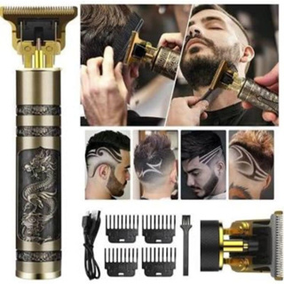 Maquina de cortar cabelo e barba acabamento designer masculina dourada profissional Barbeador Dragão