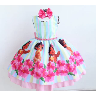 Vestido Infantil Festa Moana Baby Roupa/fantasia com Tiara