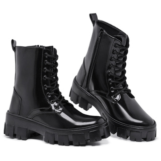 Bota Coturno Verniz Feminina Tratorada