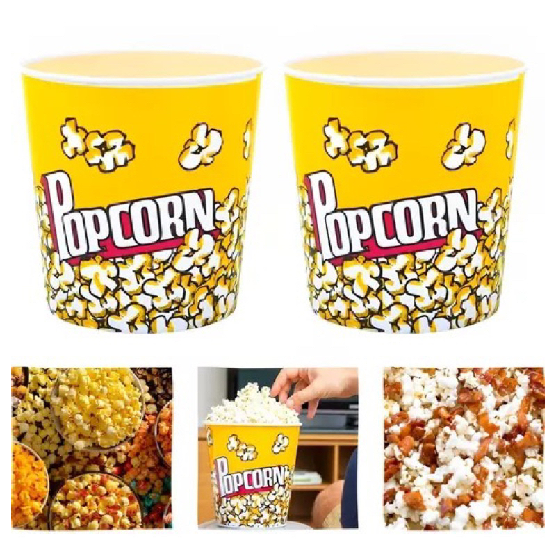 Kit 2 Balde Pipoca Pote Grande Combo Resistente Cinema Casa Pipoqueira 3000 ml