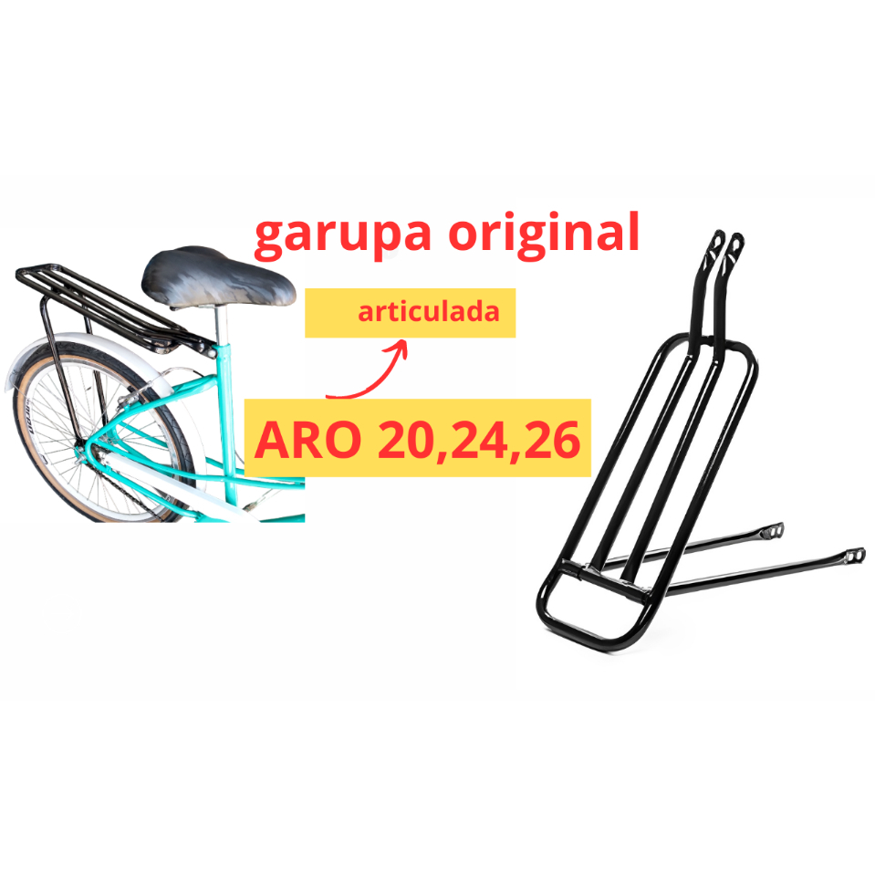 Garupa Bike Aro 20 24 26 + Almofada Assento P/ Bagageiro Carona +