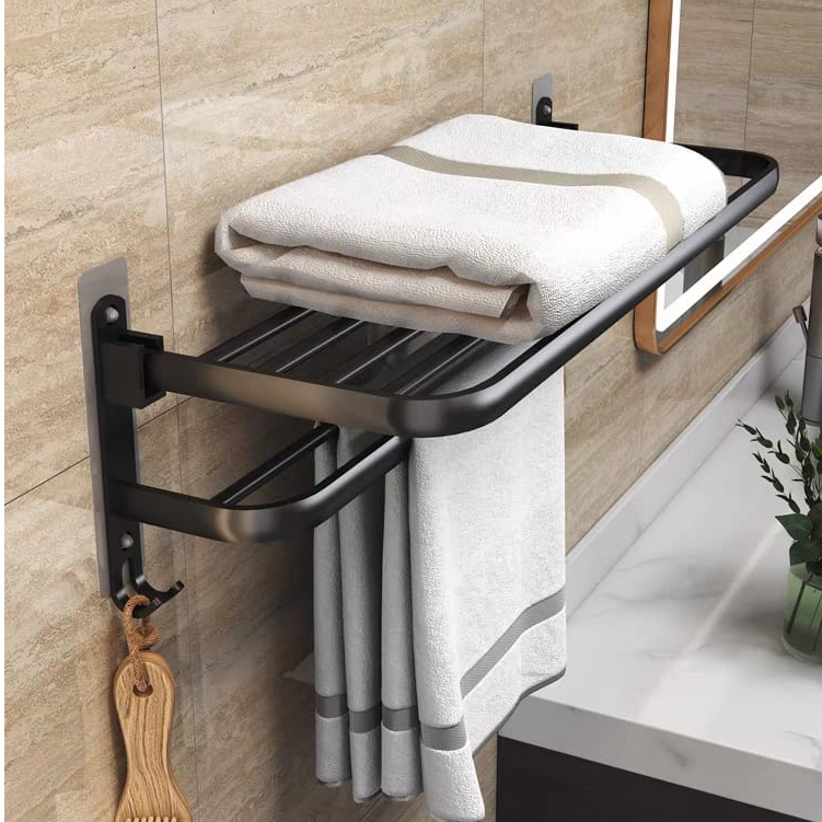 Suporte Banheiro Porta Toalha Toalheiro De Banho Duplo 90° Adesivo Sem Furo Premium linha