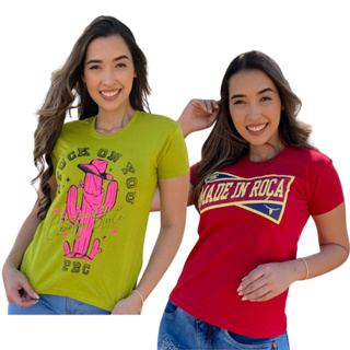 KIT 2 TSHIRT COUNTRY FEMININA PBC RODEIO CAVALGADA
