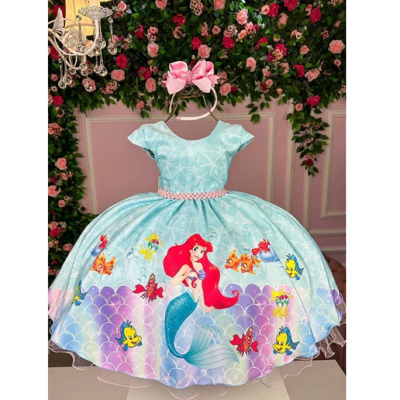 Tema do mar meninas sereia traje sparkly princesa pequena sereia tutu  vestido de aniversário do bebê roupa crianças vestidos de casamento da  menina flor - AliExpress