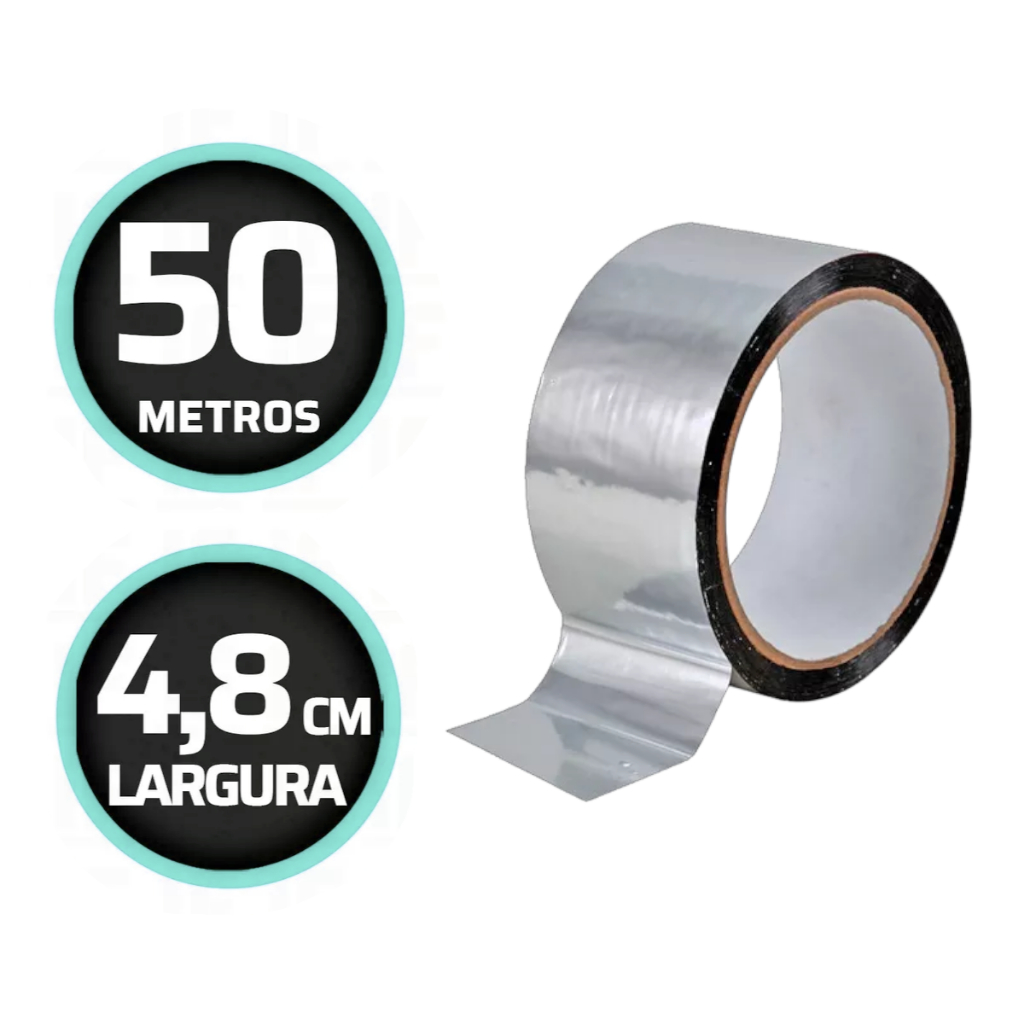 Fita aluminizada Auto adesiva para acabamento, caixa isopor, vedação e reparos 48x50m uso geral