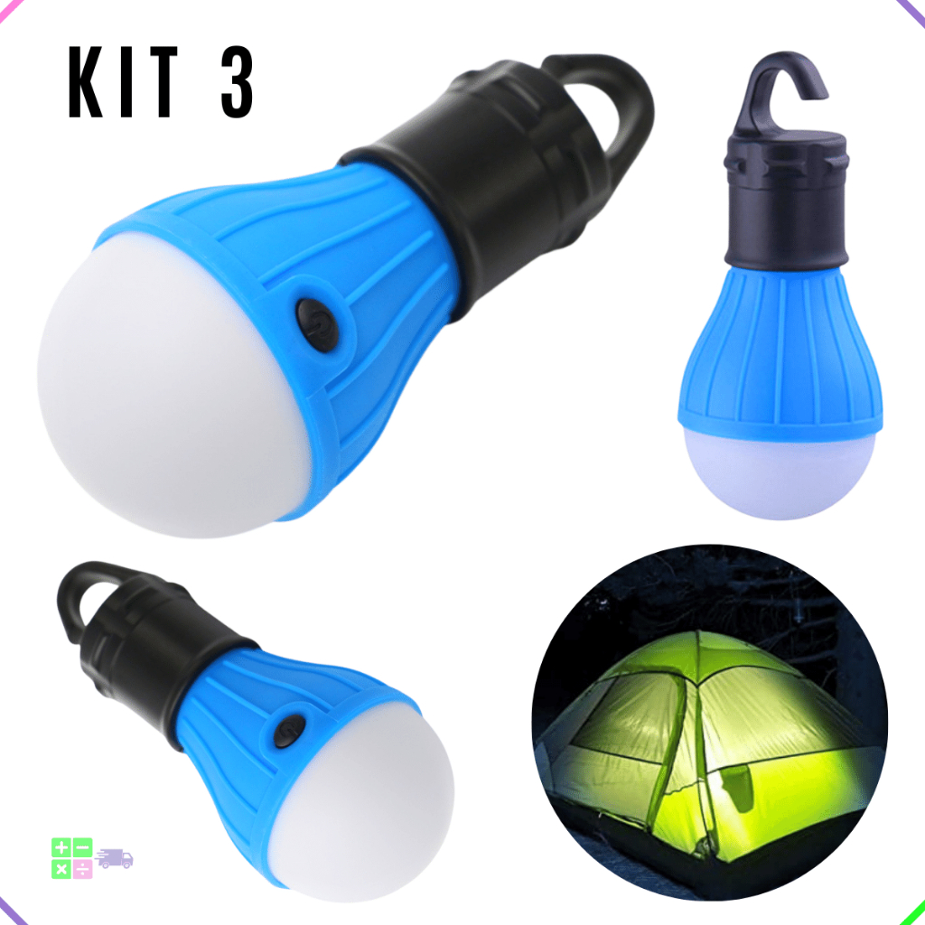 Kit 3 Lampada Lanterna Luz LED Portatil Regulavel 3 Modos A Pilha c ...