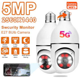 5G Bulbo E27 Vigilância Câmera Full Color Visão Noturna Zoom Rastreamento Humano Automático Monitor de Segurança Interna Câmera Wifi